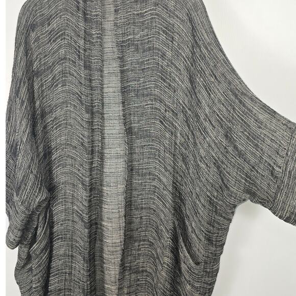 Vivid Mid Length Kimono Relaxed Long Line Open Cardigan Linen Space Dye Gray 2X - Picture 9 of 9